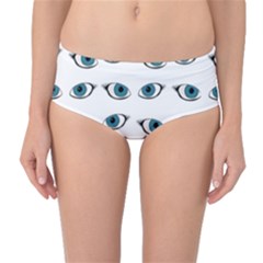 Blue Eyes Pattern Mid-waist Bikini Bottoms by Valentinaart