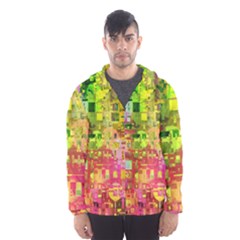 Color Abstract Artifact Pixel Hooded Windbreaker (men) by Sapixe