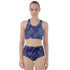 Peacock Feathers Color Plumage Blue Racer Back Bikini Set by Sapixe