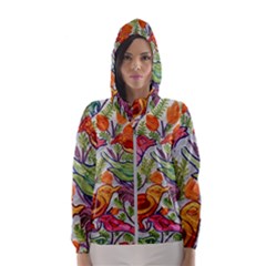 Art Flower Pattern Background Hooded Windbreaker (women) by Sapixe