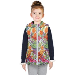 Art Flower Pattern Background Kid s Hooded Puffer Vest by Sapixe