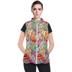 Art Flower Pattern Background Women s Puffer Vest by Sapixe