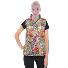 Art Flower Pattern Background Women s Button Up Vest by Sapixe