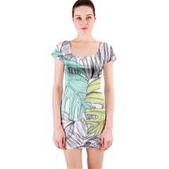 Leaves Tropical Nature Plant Short Sleeve Bodycon Dress by Sapixe