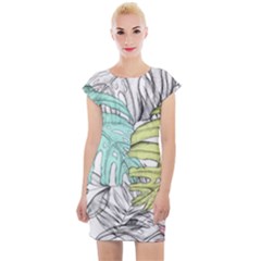 Leaves Tropical Nature Plant Cap Sleeve Bodycon Dress by Sapixe