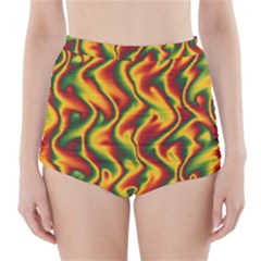 Reggae Smoky Waves High-waisted Bikini Bottoms by Seashineswimwear