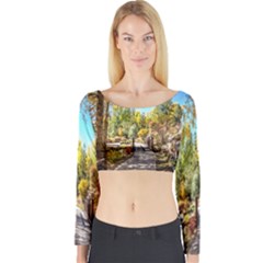 Landscape # 2 The Path Long Sleeve Crop Top by ArtworkByPatrick