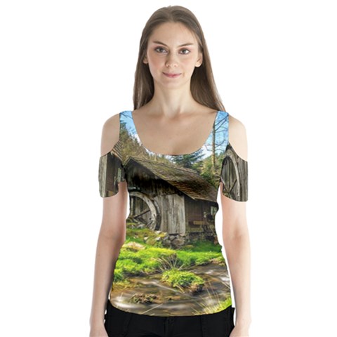 Landscape # 3 The Shed Butterfly Sleeve Cutout Tee  by ArtworkByPatrick