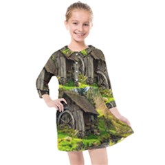 Landscape # 3 The Shed Kids  Quarter Sleeve Shirt Dress by ArtworkByPatrick