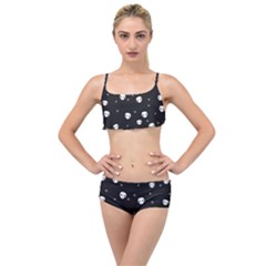 Pattern Skull Stars Halloween Gothic On Black Background Layered Top Bikini Set by genx