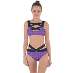 Pattern Spiders Purple And Black Halloween Gothic Modern Bandaged Up Bikini Set  by genx