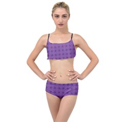 Pattern Spiders Purple And Black Halloween Gothic Modern Layered Top Bikini Set by genx