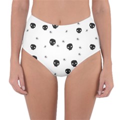 Pattern Skull Stars Handrawn Naive Halloween Gothic Black And White Reversible High-waist Bikini Bottoms by genx