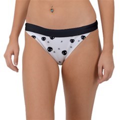 Pattern Skull Stars Handrawn Naive Halloween Gothic Black And White Band Bikini Bottom by genx