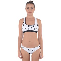 Pattern Skull Stars Handrawn Naive Halloween Gothic Black And White Cross Back Hipster Bikini Set by genx