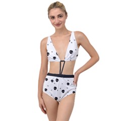 Pattern Skull Stars Handrawn Naive Halloween Gothic Black And White Tied Up Two Piece Swimsuit by genx