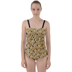 Doge Meme Doggo Kekistan Funny Pattern Twist Front Tankini Set by snek