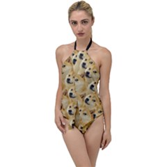 Doge Meme Doggo Kekistan Funny Pattern Go With The Flow One Piece Swimsuit by snek