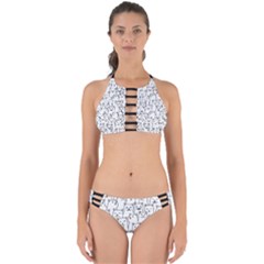 Funny Cat Pattern Organic Style Minimalist On White Background Perfectly Cut Out Bikini Set by genx