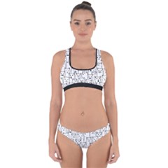 Funny Cat Pattern Organic Style Minimalist On White Background Cross Back Hipster Bikini Set by genx