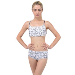 Funny Cat Pattern Organic Style Minimalist On White Background Layered Top Bikini Set by genx