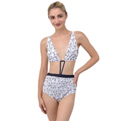 Funny Cat Pattern Organic Style Minimalist On White Background Tied Up Two Piece Swimsuit by genx