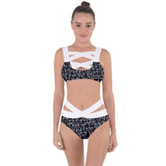 Funny Cat Pattern Organic Style Minimalist On Black Background Bandaged Up Bikini Set 