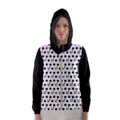 Boston Terrier Dog Pattern With Rainbow And Black Polka Dots Hooded Windbreaker (women) by genx