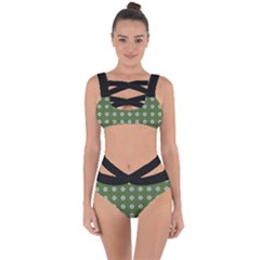 Logo Kekistan Pattern Elegant With Lines On Green Background Bandaged Up Bikini Set  by snek