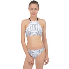 Logo Kek Pattern Black And White Kekistan Racer Front Bikini Set by snek