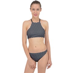 Logo Kek Pattern Black And White Kekistan Black Background Racer Front Bikini Set by snek