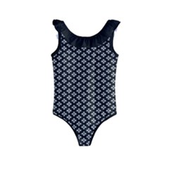 Logo Kek Pattern Black And White Kekistan Black Background Kids  Frill Swimsuit by snek