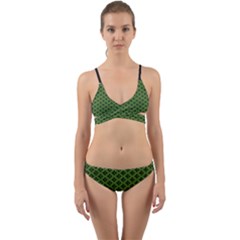 Logo Kek Pattern Black And Kekistan Green Background Wrap Around Bikini Set by snek