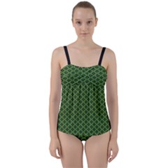 Logo Kek Pattern Black And Kekistan Green Background Twist Front Tankini Set by snek