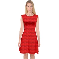 Maga Make America Great Again Usa Pattern Red Capsleeve Midi Dress by snek