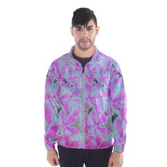 Hot Pink And White Peppermint Twist Flower Petals Windbreaker (men) by myrubiogarden