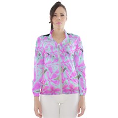 Hot Pink And White Peppermint Twist Flower Petals Windbreaker (women) by myrubiogarden