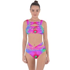 Psychedelic Pink And Red Hibiscus Flower Bandaged Up Bikini Set  by myrubiogarden