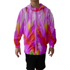 Fiery Hot Pink And Yellow Cactus Dahlia Flower Hooded Windbreaker (kids) by myrubiogarden