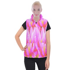 Fiery Hot Pink And Yellow Cactus Dahlia Flower Women s Button Up Vest by myrubiogarden