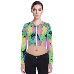 Fluorescent Yellow Smoke Tree With Pink Hydrangea Zip Up Bomber Jacket by myrubiogarden