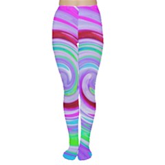 Groovy Abstract Red Swirl On Purple And Pink Tights by myrubiogarden