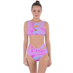 Perfect Hot Pink And Light Blue Rose Detail Bandaged Up Bikini Set  by myrubiogarden