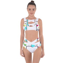 Abstract Geometric Triangle Dots Border Bandaged Up Bikini Set  by Alisyart