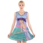 Palm Beach Purple Fine Art Sharon Tatem Fashion Apparel and Products V-Neck Sleeveless Dress