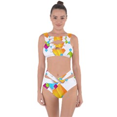 Colorful Abstract Geometric Squares Bandaged Up Bikini Set  by Alisyart