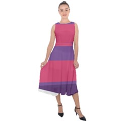Triangle Fragment Ribbon Title Box Midi Tie-back Chiffon Dress by AnjaniArt