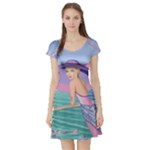 Palm Beach Purple Fine Art Sharon Tatem Fashion Apparel and Products Short Sleeve Skater Dress