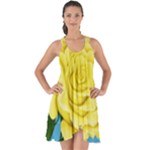 Yellow Aqua Rose Show Some Back Chiffon Dress