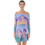 Off Shoulder Top with Skirt Set Palm Beach Purple Sharon Tatem Art
